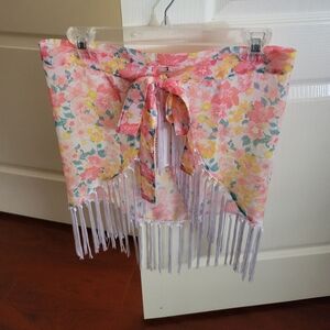 👡TINIBIKINI MULTI PRINT WRAP FRINGE SKIRT, SARONG BEACH COVER UP OSFA